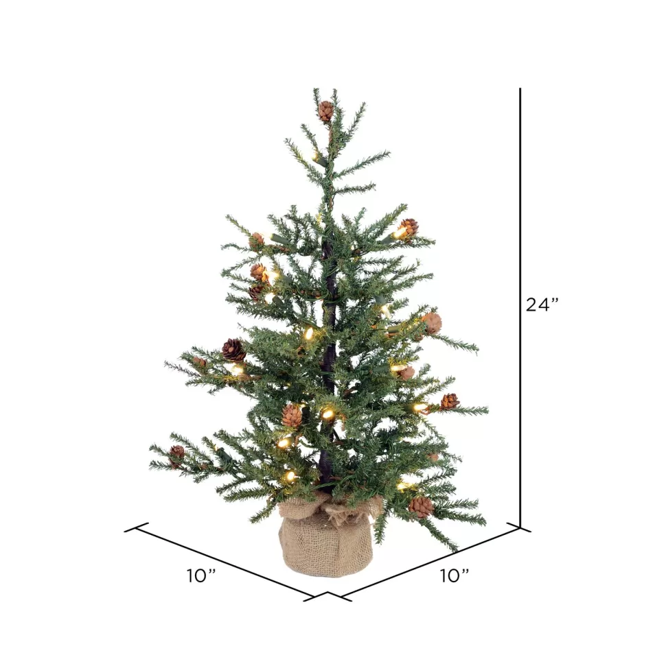 Best Steelside 2' Green Pine Artificial Christmas Tree With 35 Clear Lights