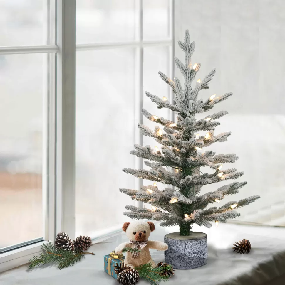 Cheap The Holiday Aisle 2' H Green Most Realistic Artificial Pine Frosted Christmas Tree With 30 Lights