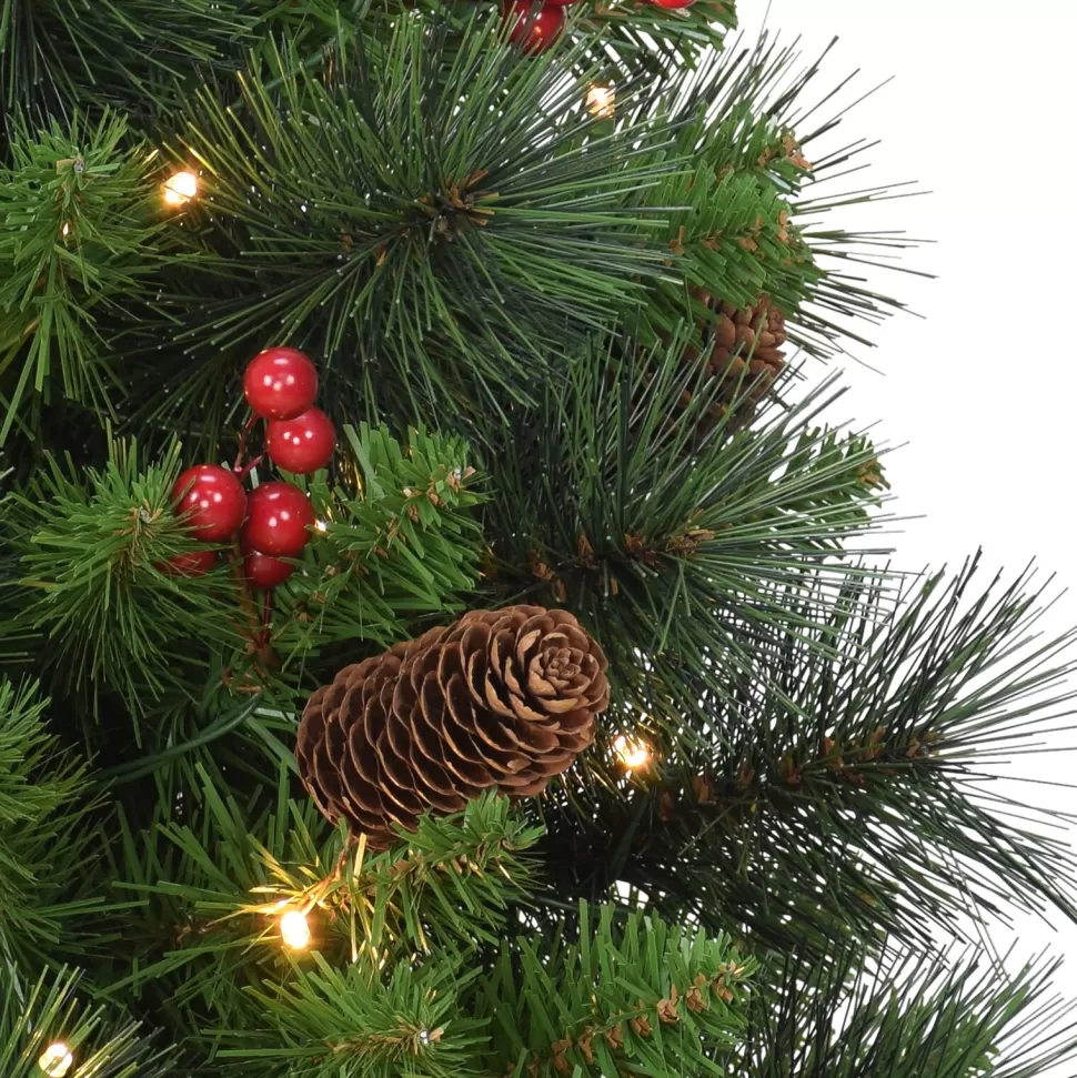 Shop The Holiday Aisle 2' H Green Pine Christmas Tree With 35 Led Lights And Pinecones