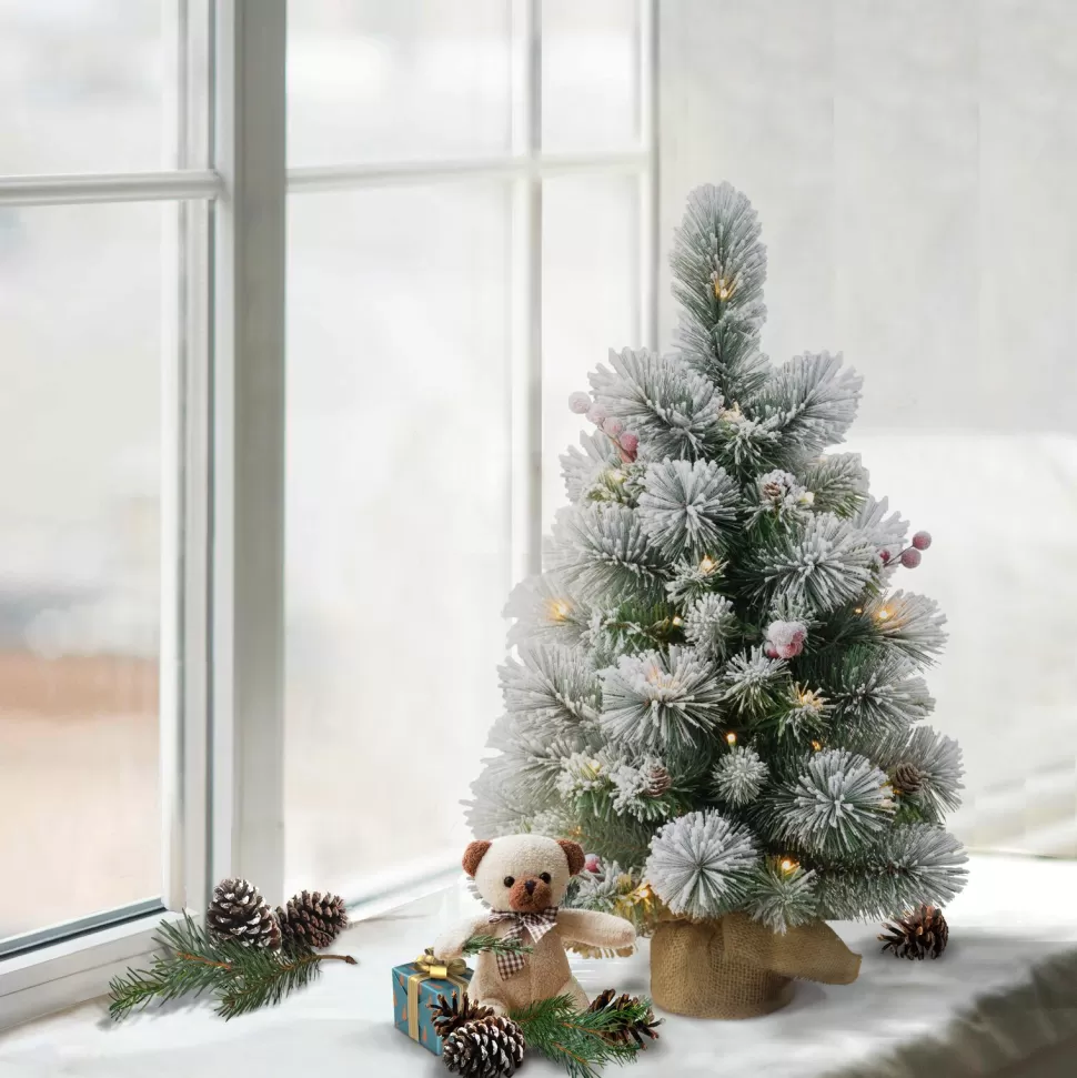 Outlet The Holiday Aisle 2' H Green Pine Frosted Christmas Tree With 35 Led Lights