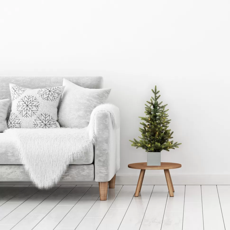 Fashion Haute Decor 30 Inch Prelit Fraser Fir Potted Tree In Wooden Pot
