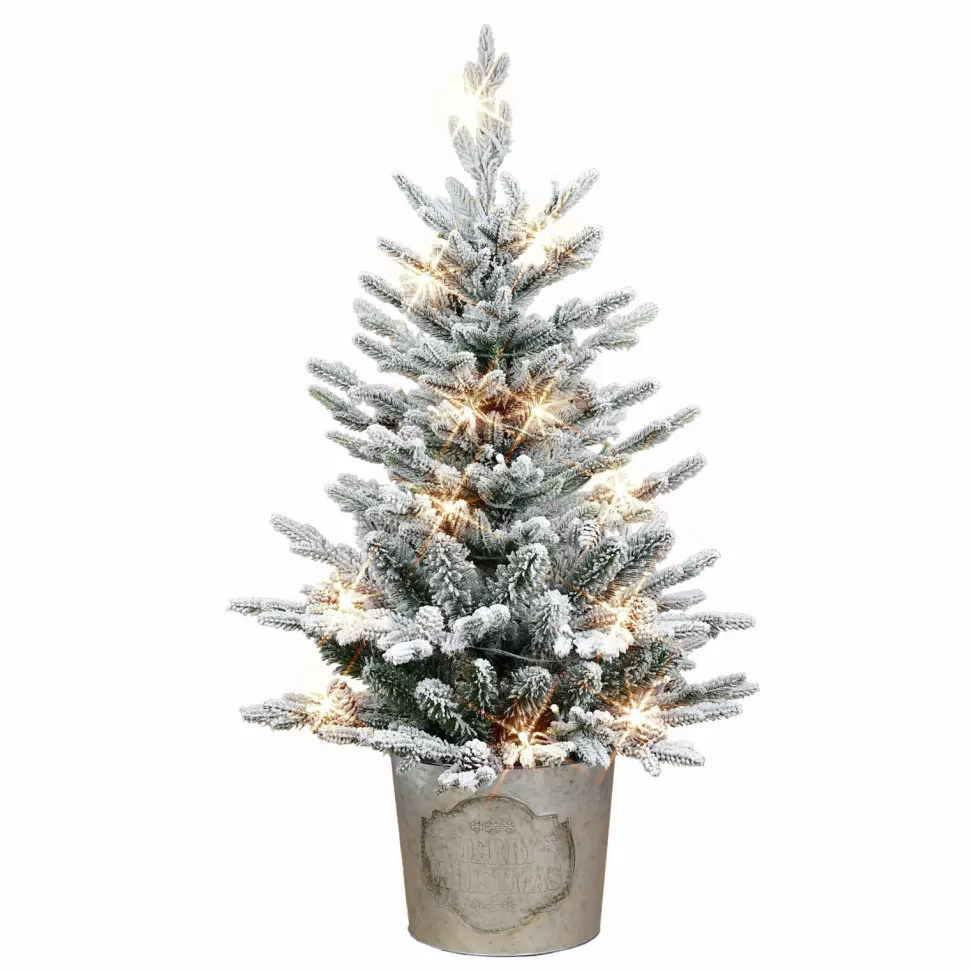 Flash Sale The Holiday Aisle 36" H Green Pvc & Pe Blend Fir Flocked/Frosted Christmas Tree With 50 Led Lights