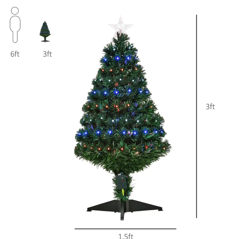 Outlet The Holiday Aisle 3' Green Fir Artificial Christmas Tree With 90 Multi-Colored Lights