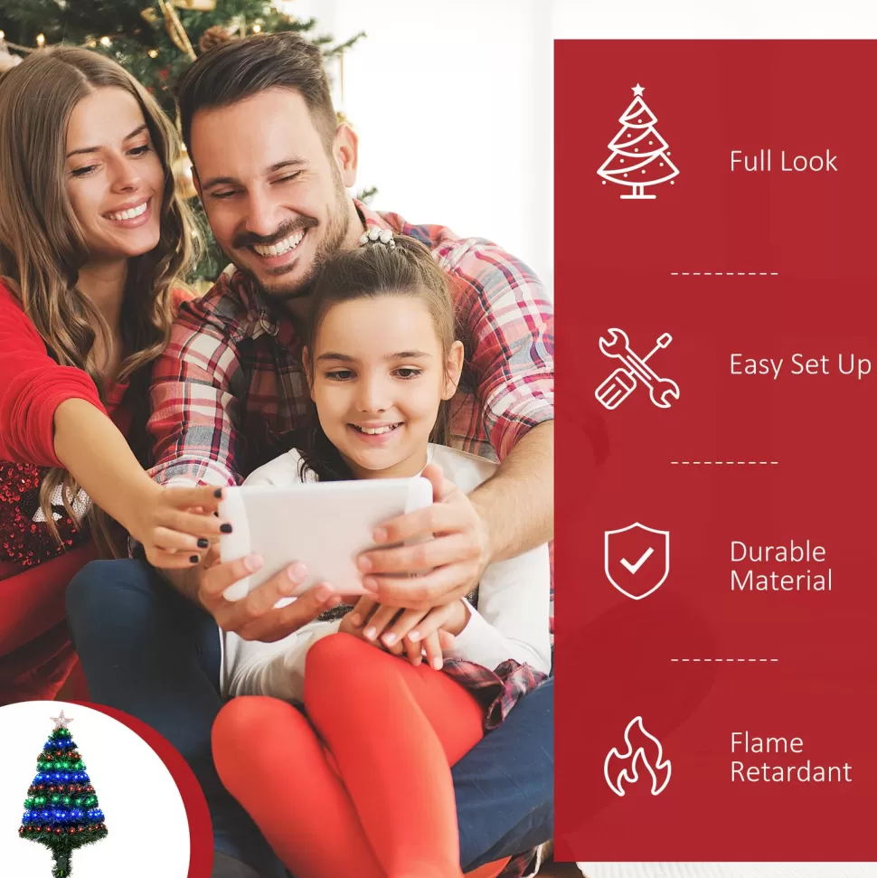 Outlet The Holiday Aisle 3' Green Fir Artificial Christmas Tree With 90 Multi-Colored Lights