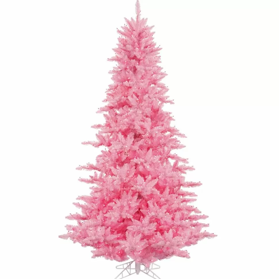 Shop The Holiday Aisle 3' Pink Fir Artificial Christmas Tree With 100 Colored & Clear Lights