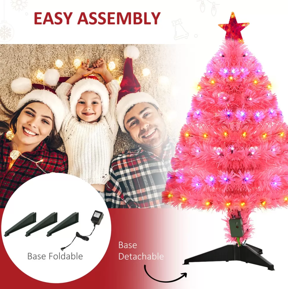 New The Holiday Aisle 3' Pink Pine Artificial Christmas Tree With 90 Colored & Clear Lights