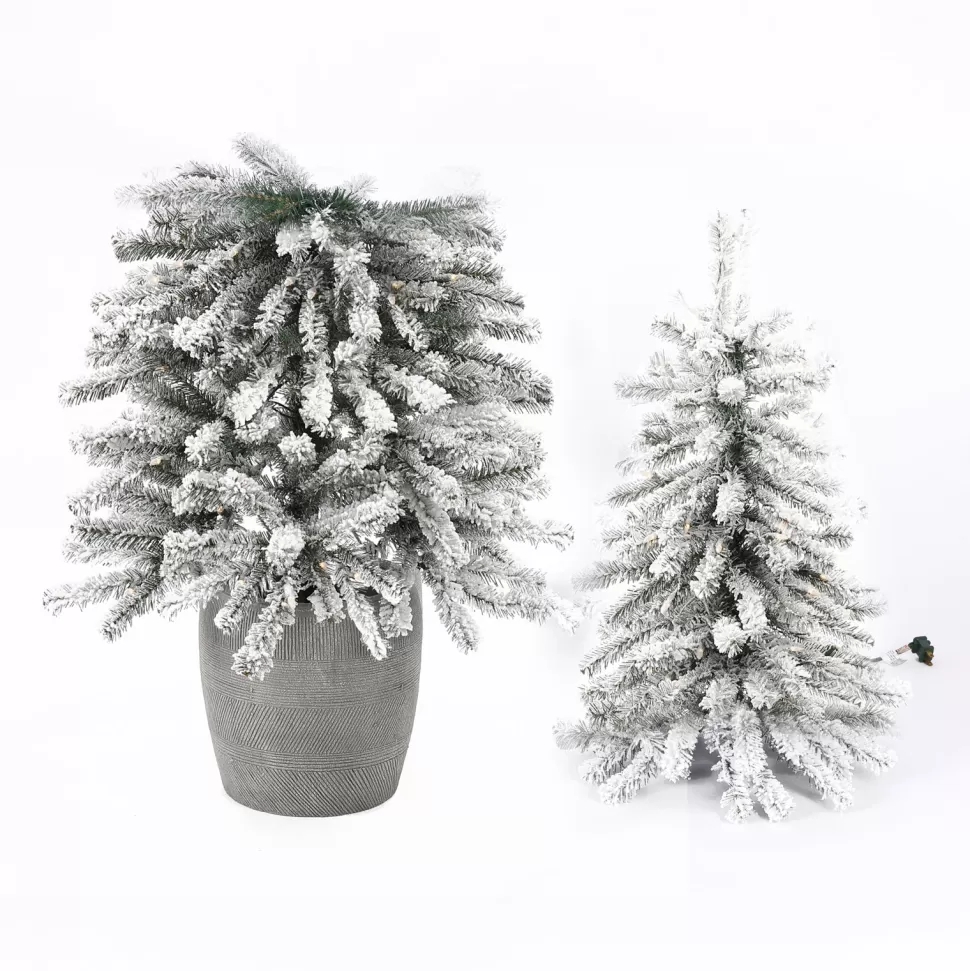 Cheap The Holiday Aisle 4'39" H White Artificial Fir Flocked/Frosted Christmas Tree With 100 Led Lights