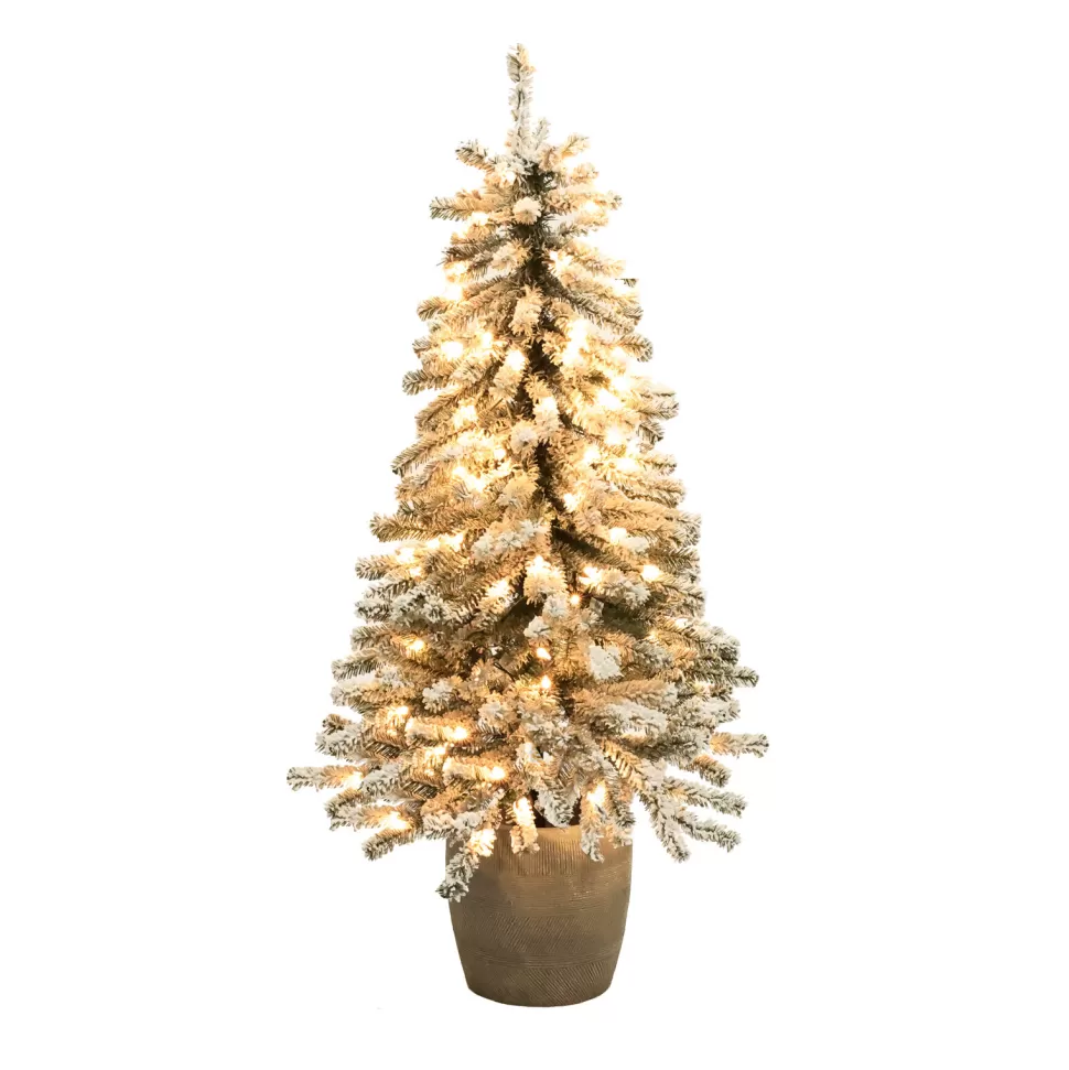 Cheap The Holiday Aisle 4'39" H White Artificial Fir Flocked/Frosted Christmas Tree With 100 Led Lights