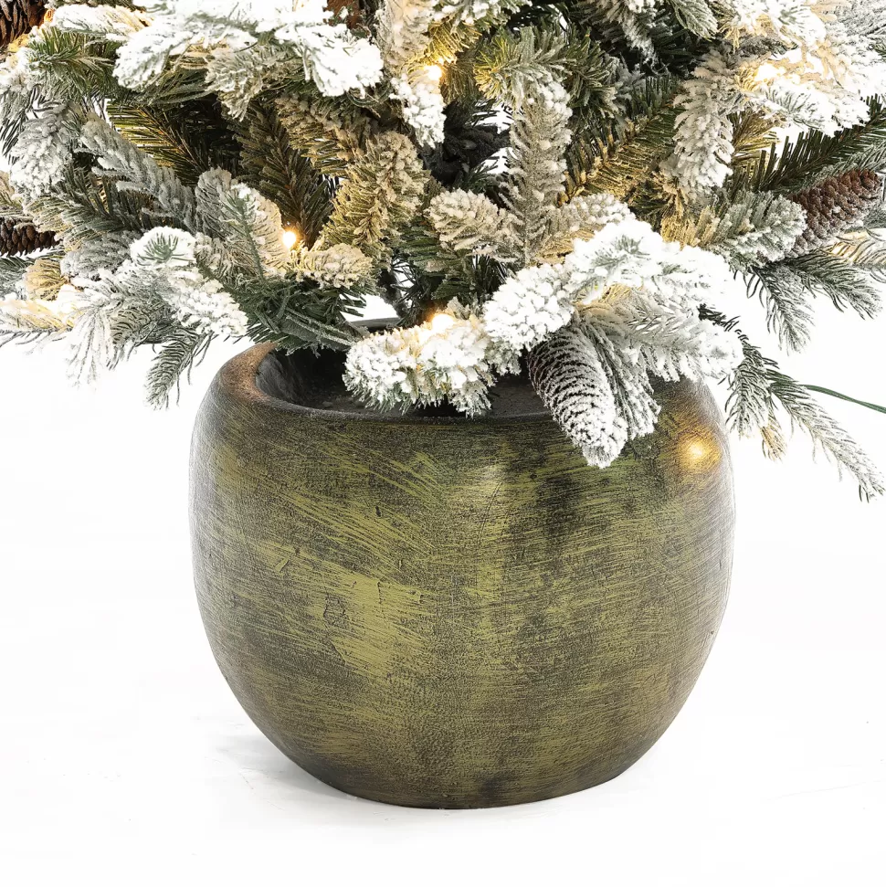 Fashion The Holiday Aisle 4.5' Green Leaves Pine Trees Artificial Christmas Tree With 100 Lights Clear/White Lights