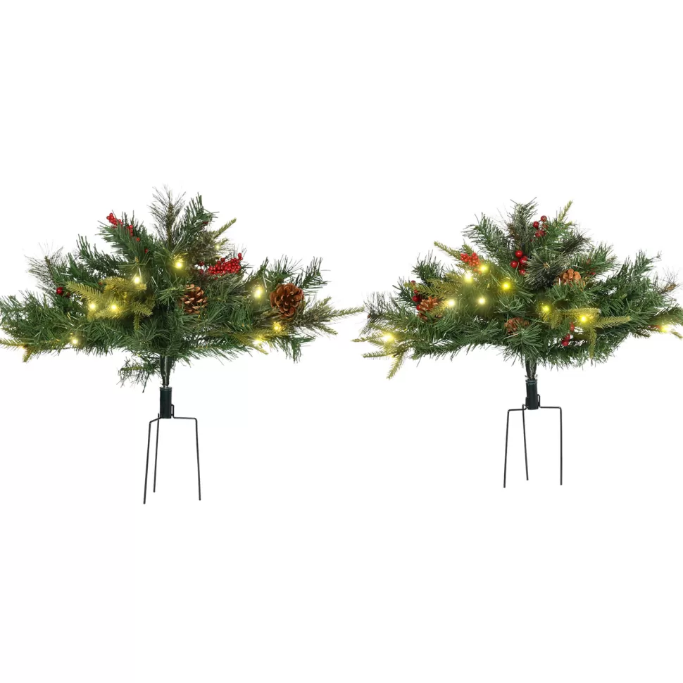 Cheap The Holiday Aisle 4'5" H Extra Full Green Realistic Pine Christmas Tree With 24 Led Lights And Pinecones