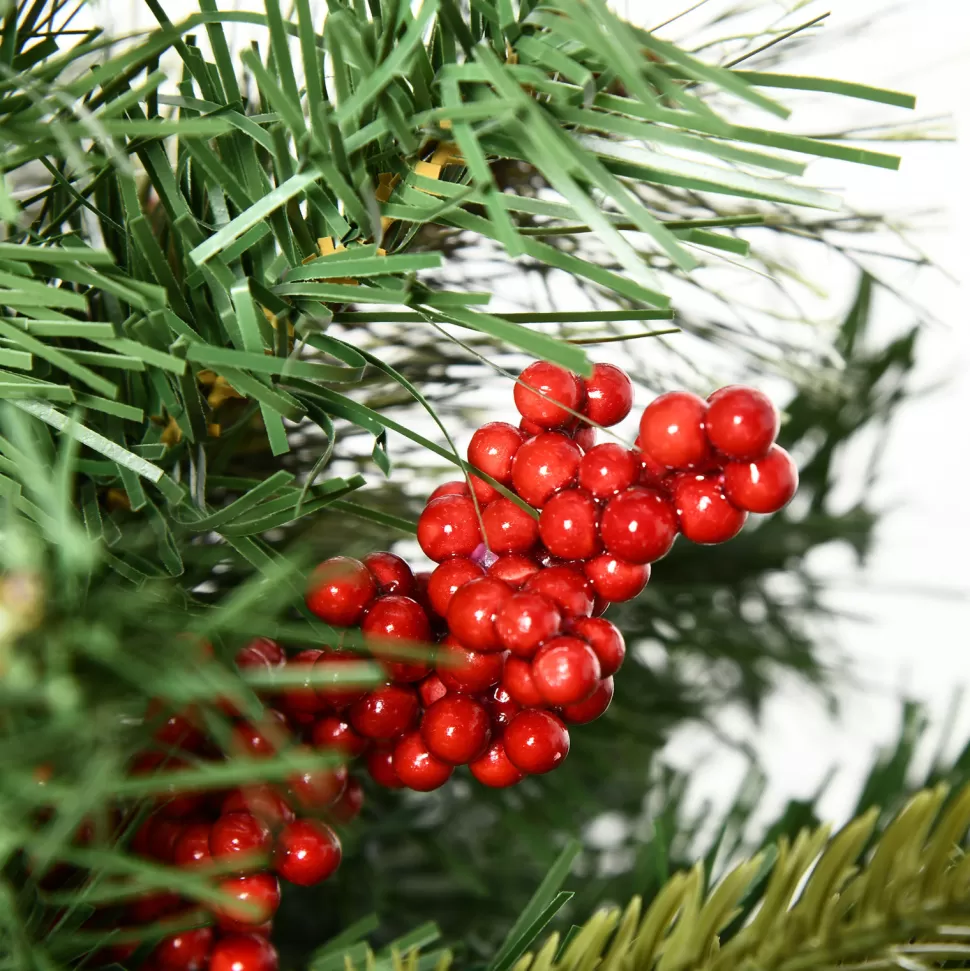 Cheap The Holiday Aisle 4'5" H Extra Full Green Realistic Pine Christmas Tree With 24 Led Lights And Pinecones
