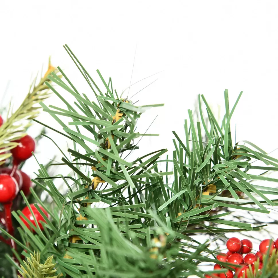 Cheap The Holiday Aisle 4'5" H Extra Full Green Realistic Pine Christmas Tree With 24 Led Lights And Pinecones