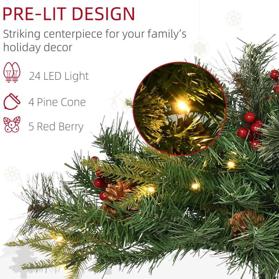 Cheap The Holiday Aisle 4'5" H Extra Full Green Realistic Pine Christmas Tree With 24 Led Lights And Pinecones