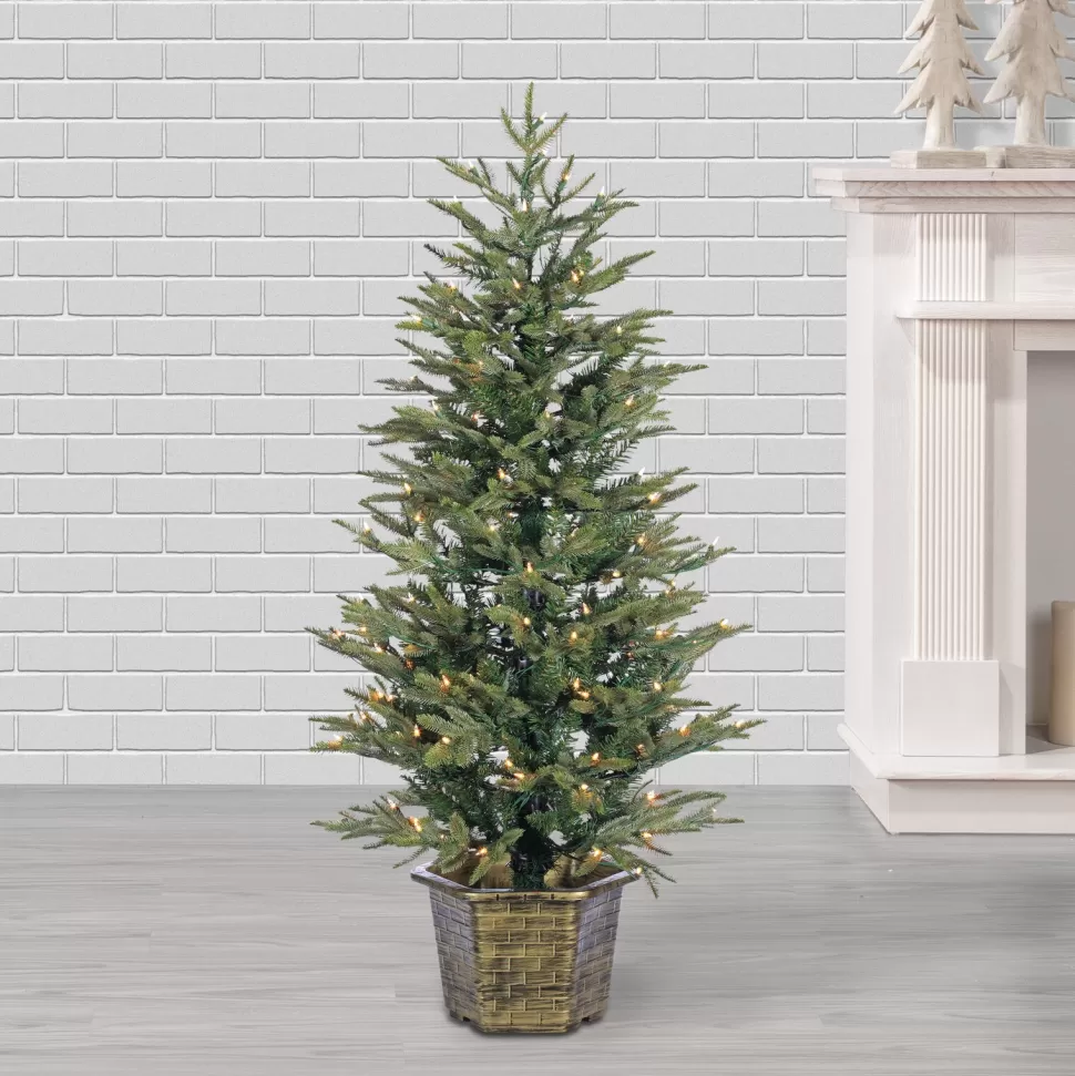 Best The Holiday Aisle 4'6" H Green Realistic Artificial Pine Christmas Tree With 150 Lights