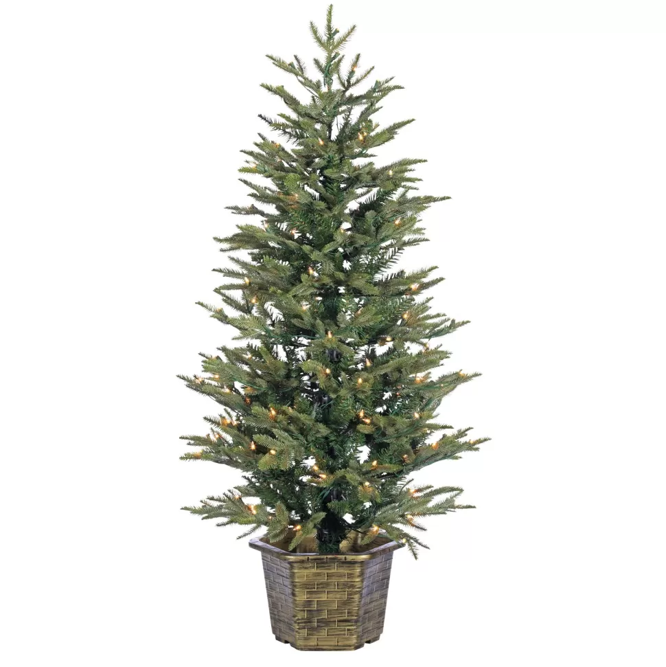 Best The Holiday Aisle 4'6" H Green Realistic Artificial Pine Christmas Tree With 150 Lights