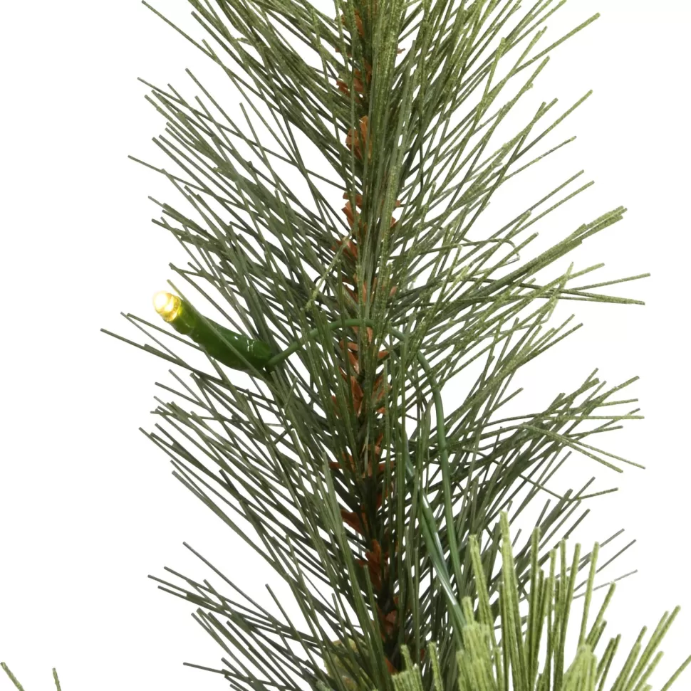 Shop The Holiday Aisle 4'6" H Slender Green Realistic Artificial Pine Christmas Tree With 100 Led Lights And Pinecones