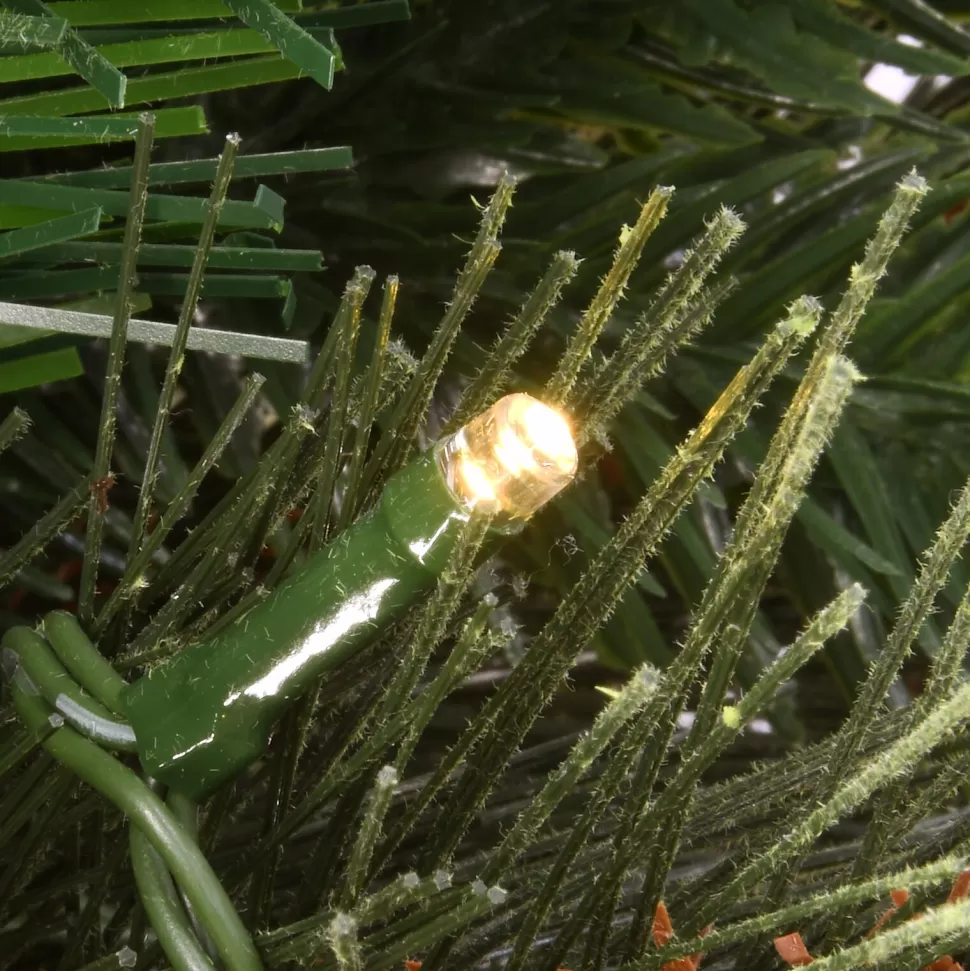 Shop The Holiday Aisle 4'6" H Slender Green Realistic Artificial Pine Christmas Tree With 100 Led Lights And Pinecones