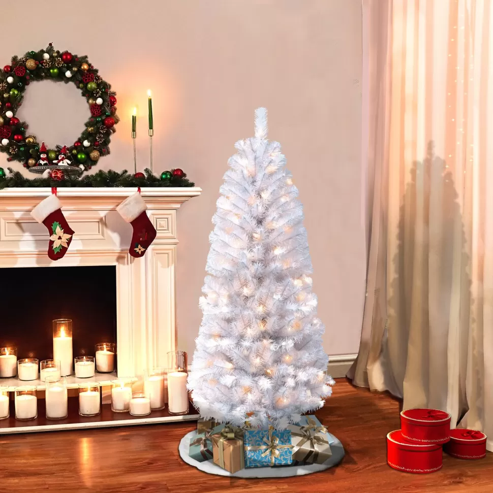 Best Sale The Holiday Aisle 4'6" H White Fir Christmas Tree With Lights