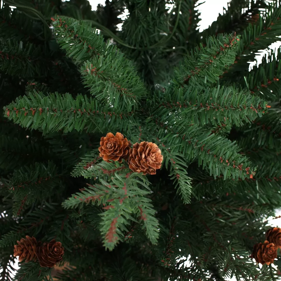 Cheap Three Posts 48' H Green Realistic Artificial Fir Christmas Tree With 100 Lights And Pinecones