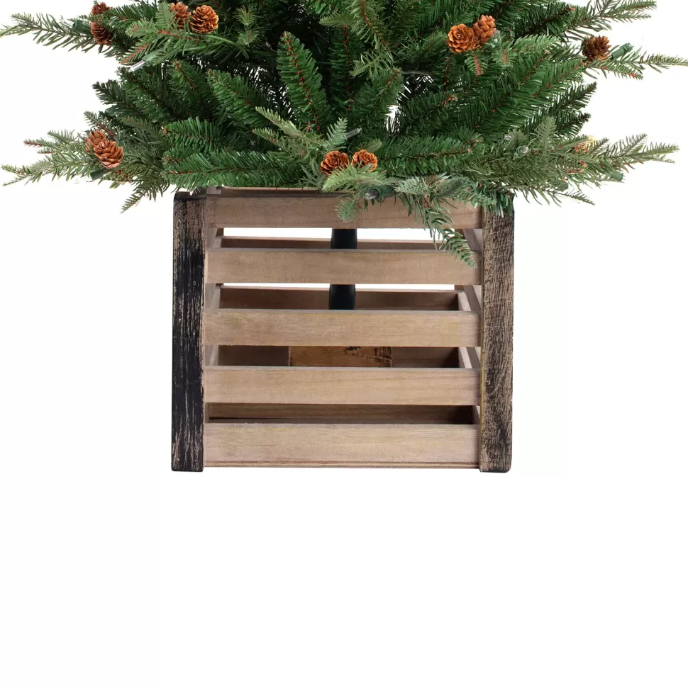 Cheap Three Posts 48' H Green Realistic Artificial Fir Christmas Tree With 100 Lights And Pinecones