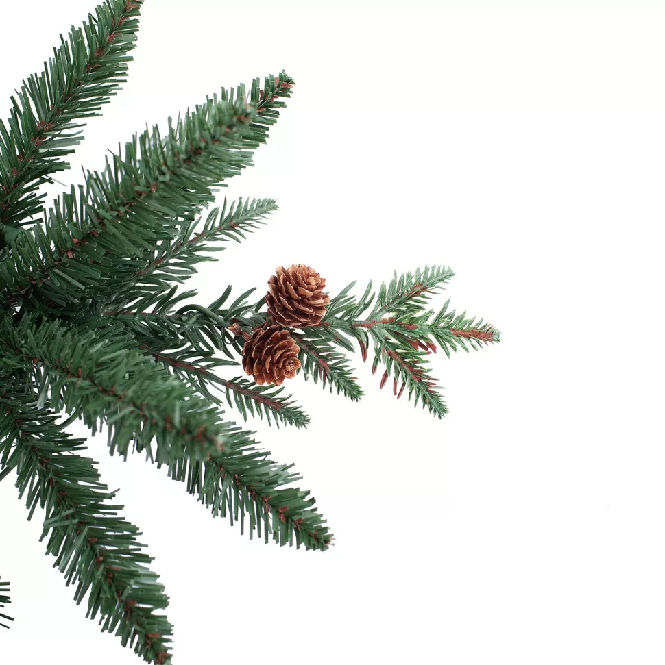 Cheap Three Posts 48' H Green Realistic Artificial Fir Christmas Tree With 100 Lights And Pinecones