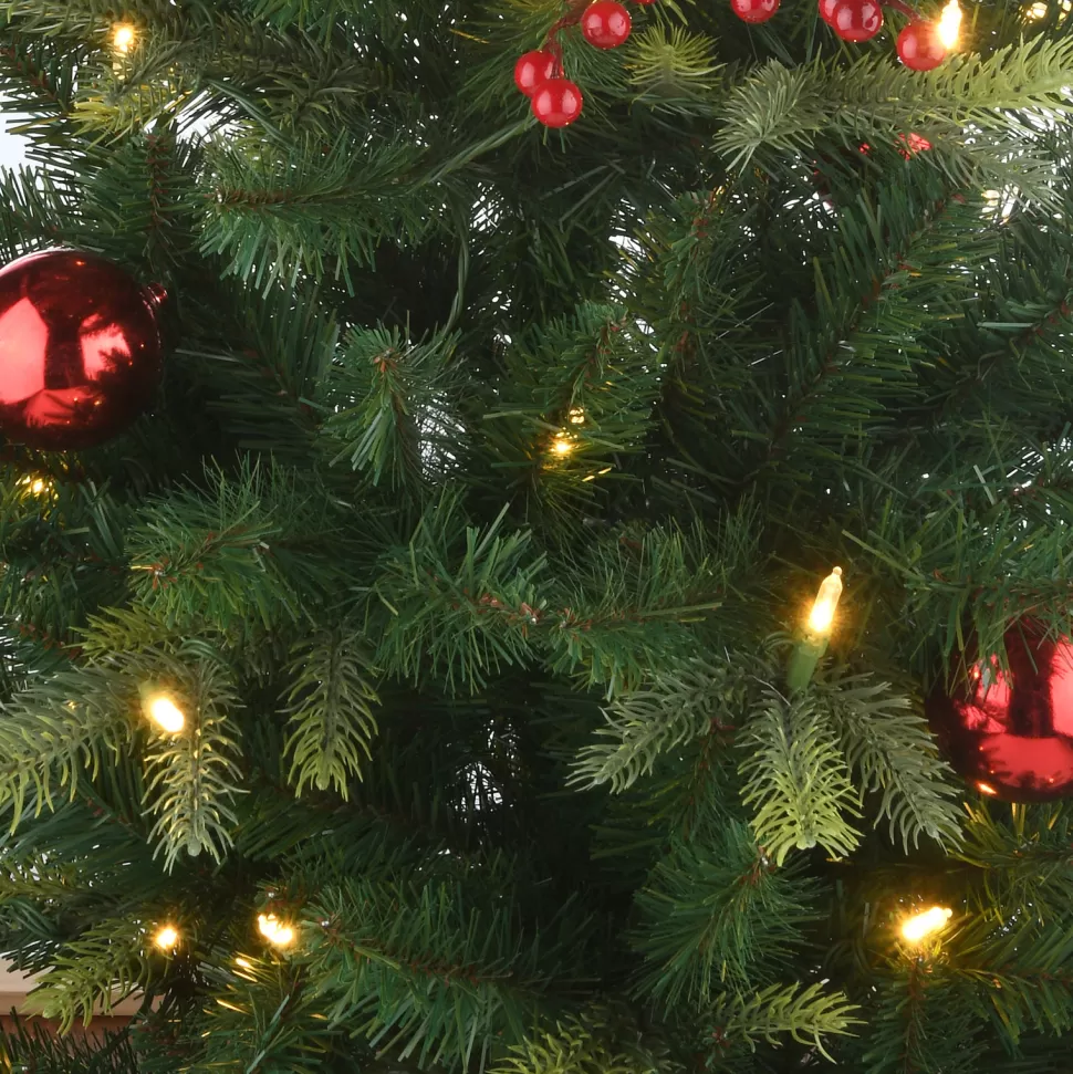 Flash Sale The Holiday Aisle 48" H Green Realistic Artificial Fir Flocked/Frosted Christmas Tree With Led 70 Lights And Ball Ornaments/Berries