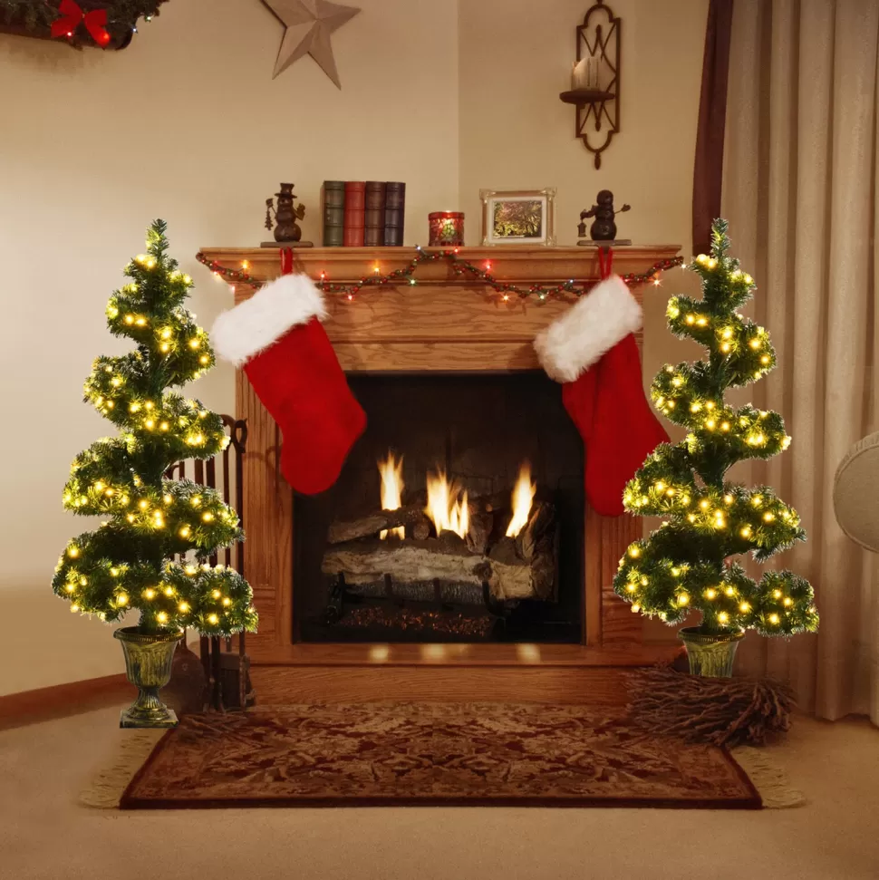 Best The Holiday Aisle 48'' H Spiral-Shaped Green Cashmere Christmas Tree With 300 Led Lights