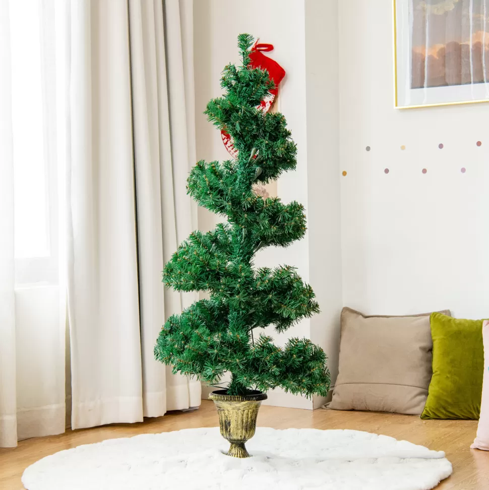 Best The Holiday Aisle 48'' H Spiral-Shaped Green Cashmere Christmas Tree With 300 Led Lights