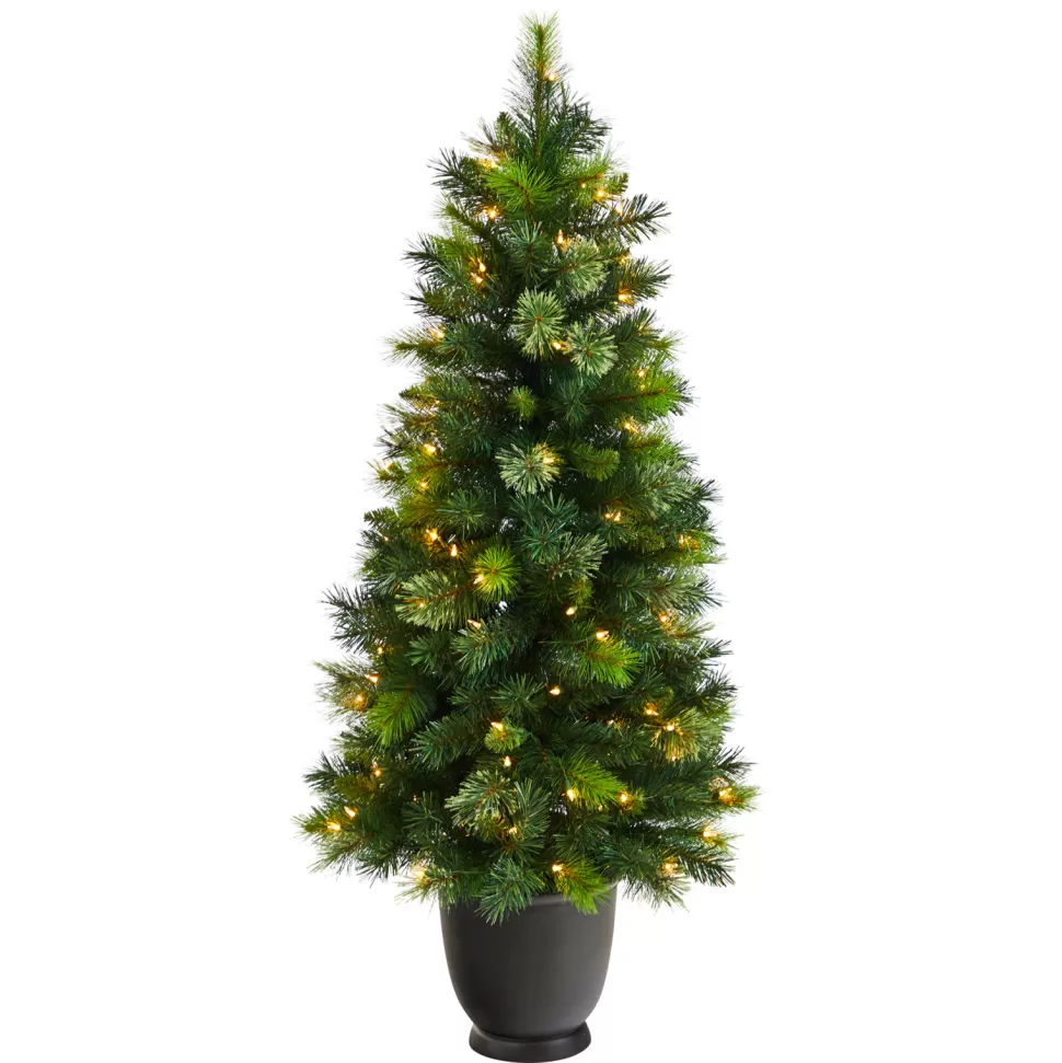 Outlet The Holiday Aisle 4' 6" H Green Realistic Artificial Pine Cashmere Christmas Tree With 100 Led Lights