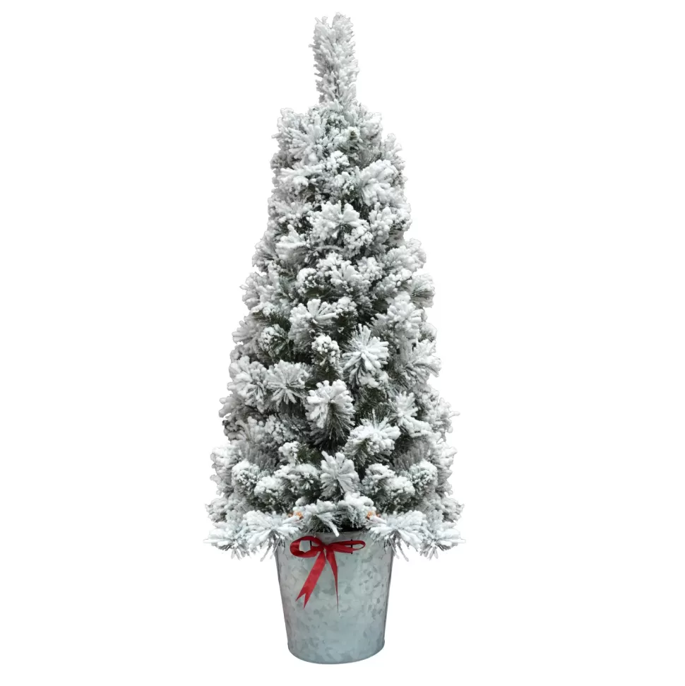 Shop The Holiday Aisle 4' Flocked Pot Green Artificial Christmas Tree With 35 Clear Lights