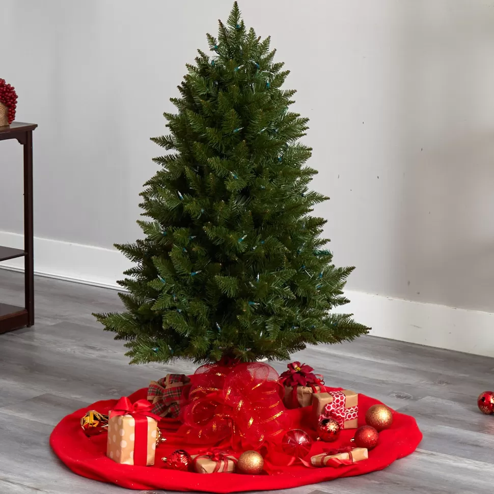 Outlet The Holiday Aisle 4' H Green Spruce Cashmere Christmas Tree With 200 Led Color Changing/Combination Lights