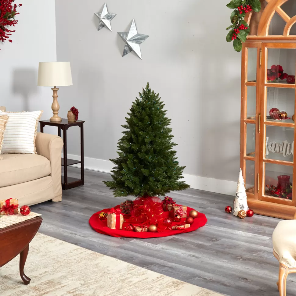 Outlet The Holiday Aisle 4' H Green Spruce Cashmere Christmas Tree With 200 Led Color Changing/Combination Lights