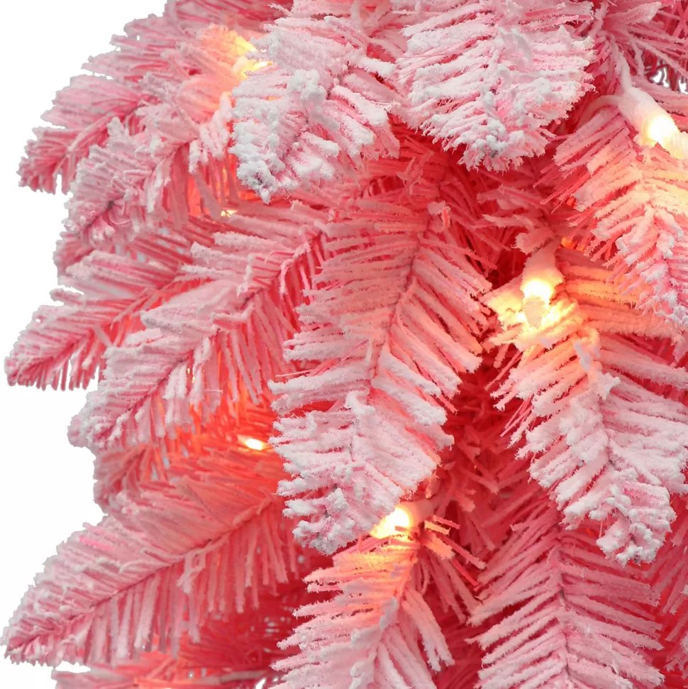 Cheap The Holiday Aisle 4' H Slender Pink Pine Flocked/Frosted Christmas Tree With 50 Lights