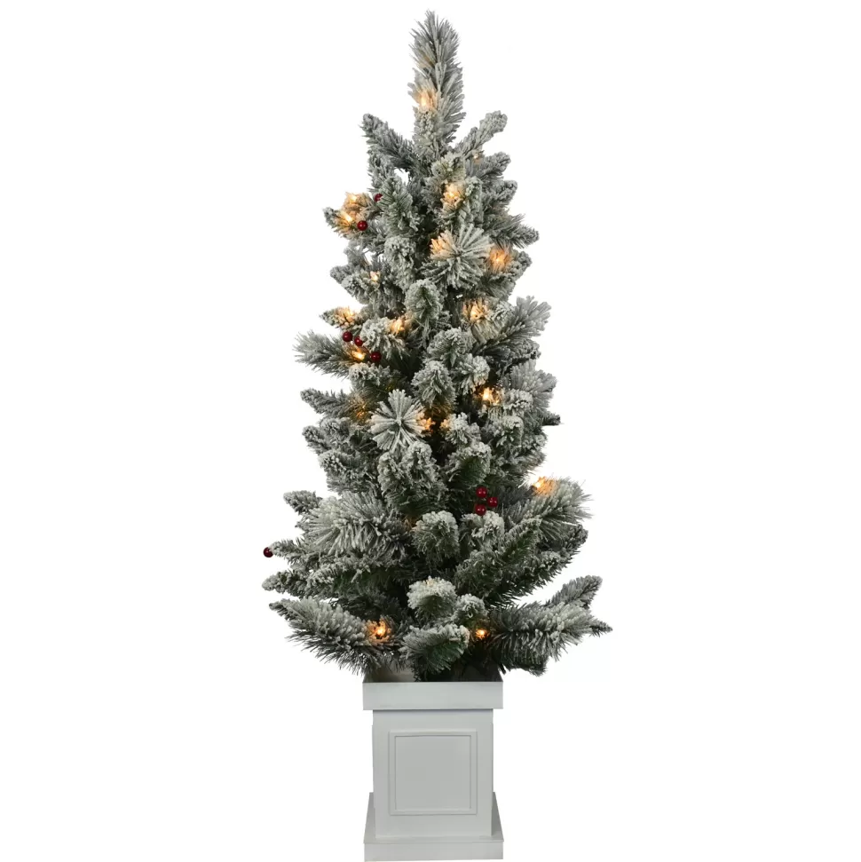 Cheap The Holiday Aisle 4-Foot Pre-Lit And Flocked Artificial Christmas Tree With Decorative Berries And 50 Lights