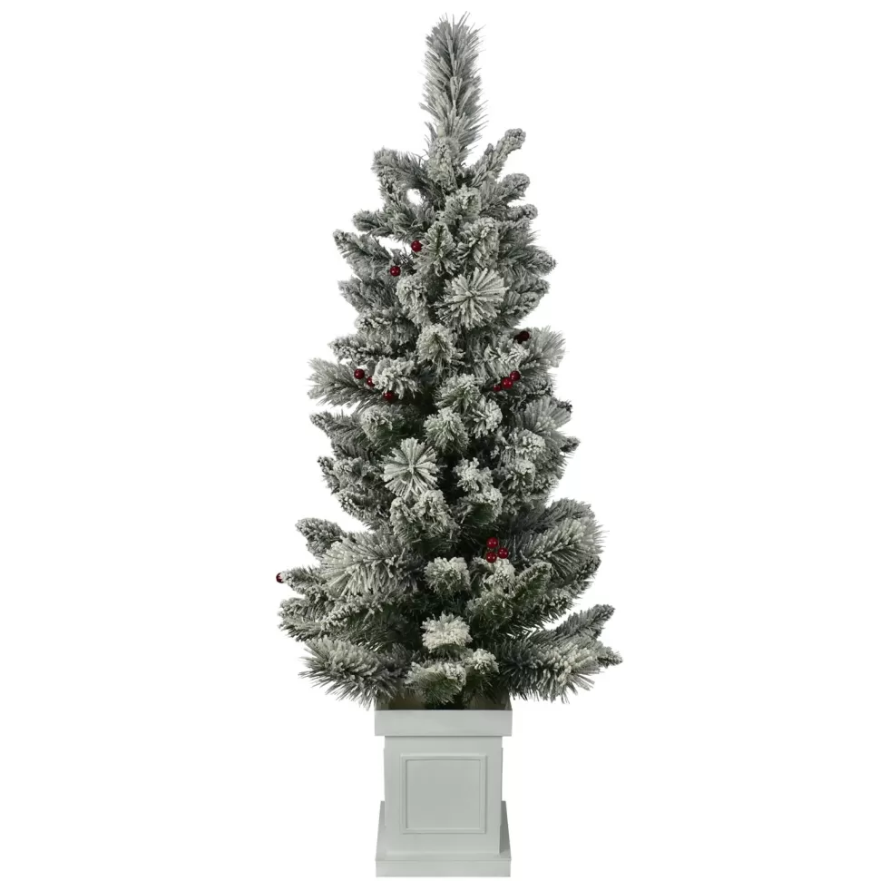 Cheap The Holiday Aisle 4-Foot Pre-Lit And Flocked Artificial Christmas Tree With Decorative Berries And 50 Lights