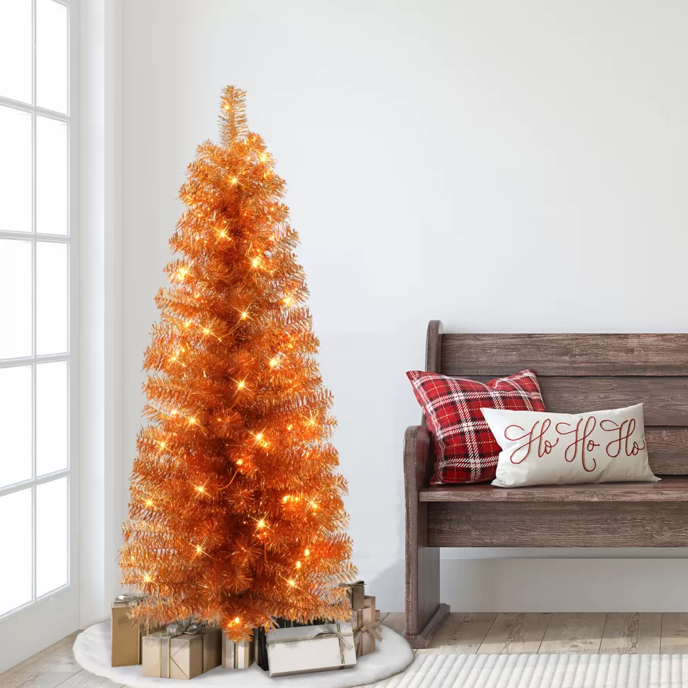 Shop The Holiday Aisle 54" H Orange Fir Christmas Tree With 70 Lights