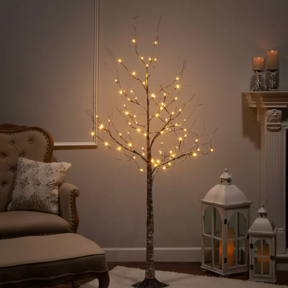 Sale Greyleigh 5' 6" H Slender Brown Pine Christmas Tree With 88 Led Lights