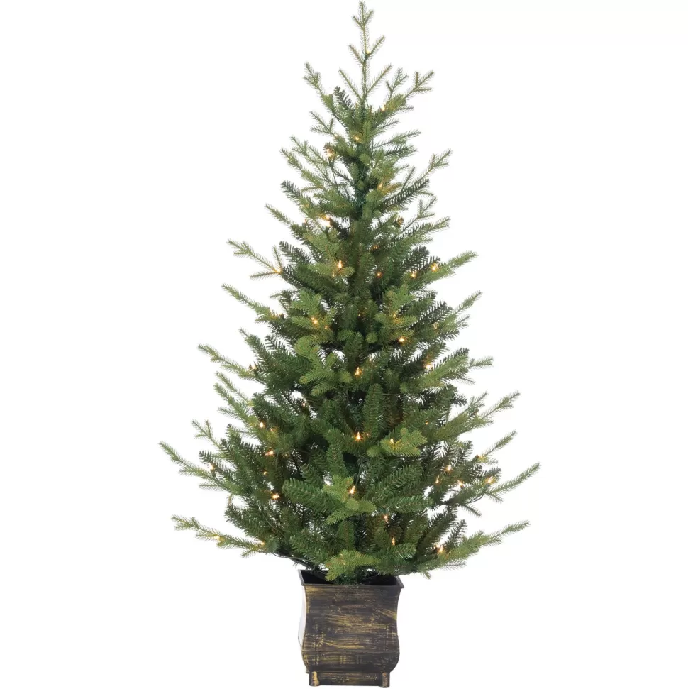 New The Holiday Aisle 5' H Green Realistic Artificial Pine Christmas Tree With 100 Led Lights And Berries