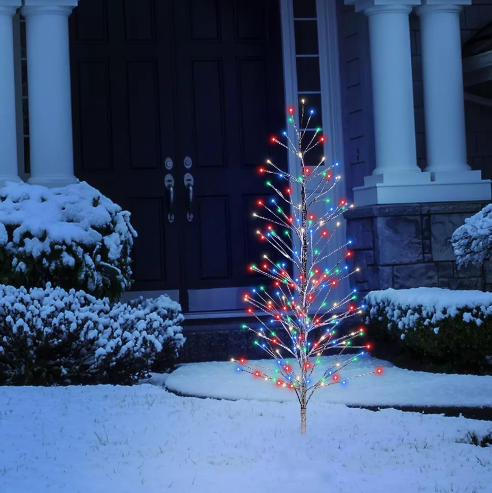 Best The Holiday Aisle 5' H Slender Silver Cedar Christmas Tree With 180 Led Lights