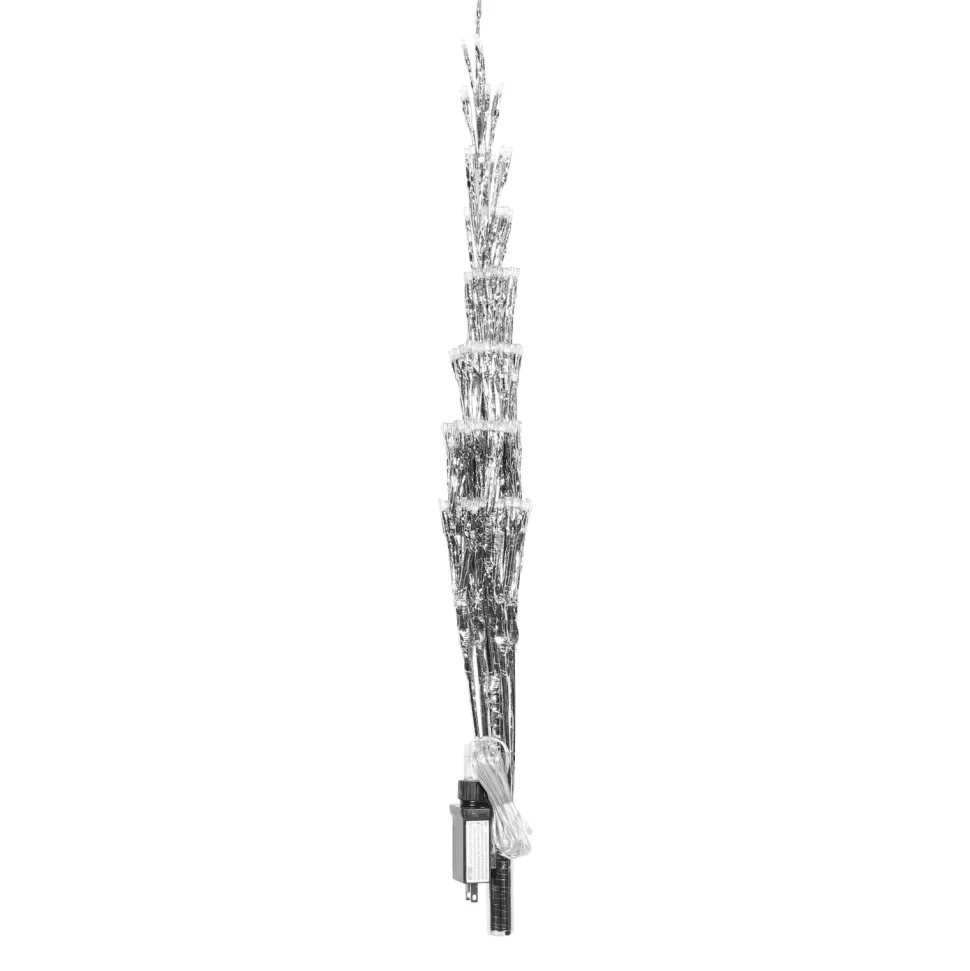 Best The Holiday Aisle 5' H Slender Silver Cedar Christmas Tree With 180 Led Lights