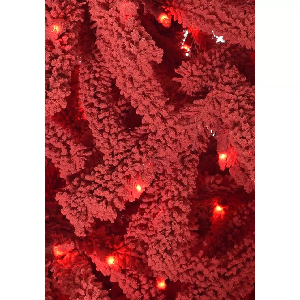 Cheap The Holiday Aisle 5' Pre-Lit Red Flocked Jack Pine Christmas Tree, 702 Tips, Ul 450 Red Lit, Bm5 Stand, Dia 38"