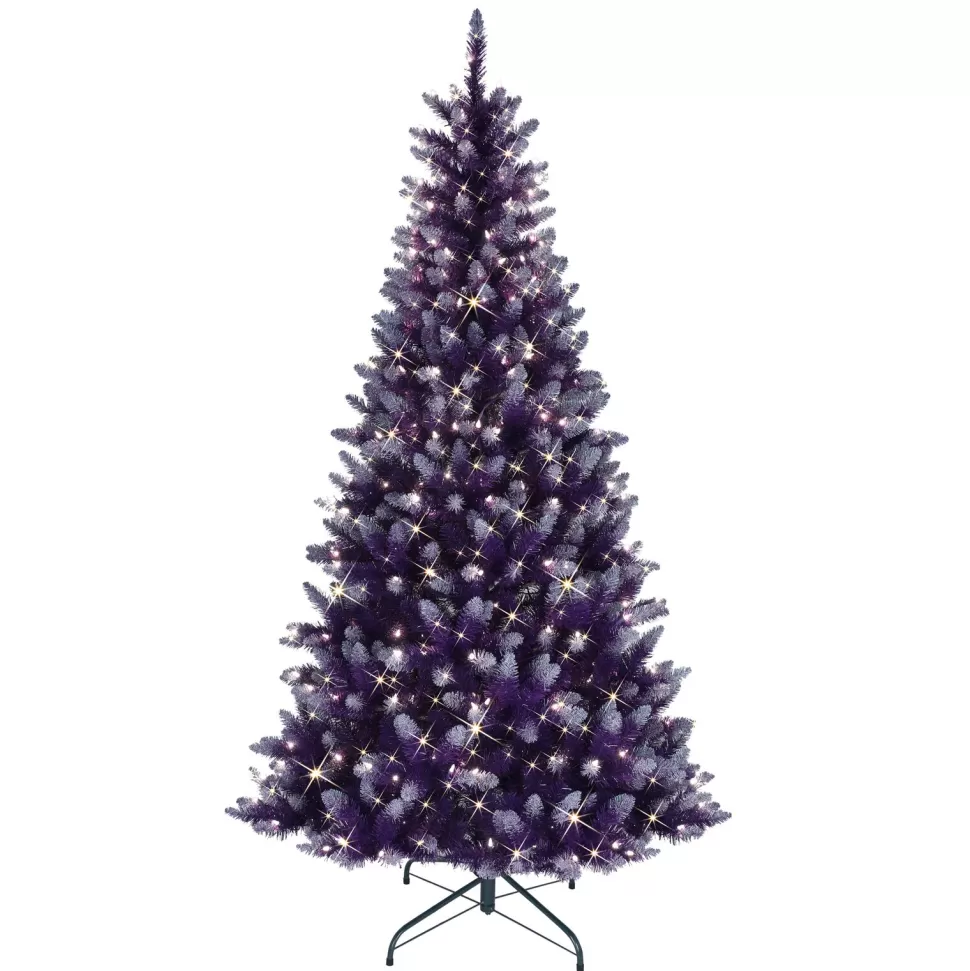Best The Holiday Aisle 6.5' H Full Purple Artificial Spruce Cashmere Christmas Tree With 300 Lights