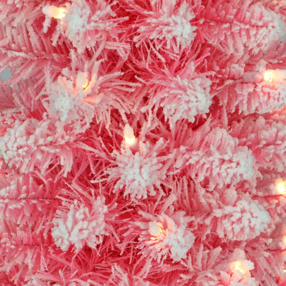 Cheap The Holiday Aisle 6'5" H Slender Pink Fir Flocked/Frosted Christmas Tree With 200 Lights