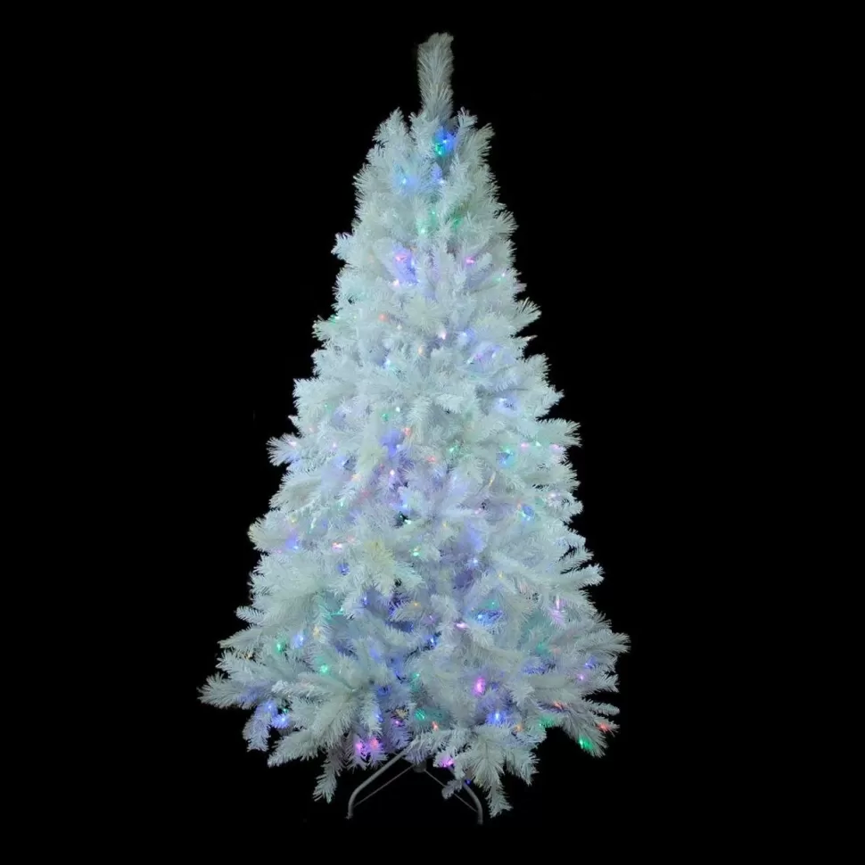 New Northlight Seasonal 6.5' Pre-Lit White Medium Iridescent Pine Artificial Christmas Tree - Multi Function Led Lights