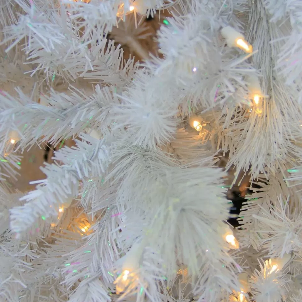 New Northlight Seasonal 6.5' Pre-Lit White Medium Iridescent Pine Artificial Christmas Tree - Multi Function Led Lights