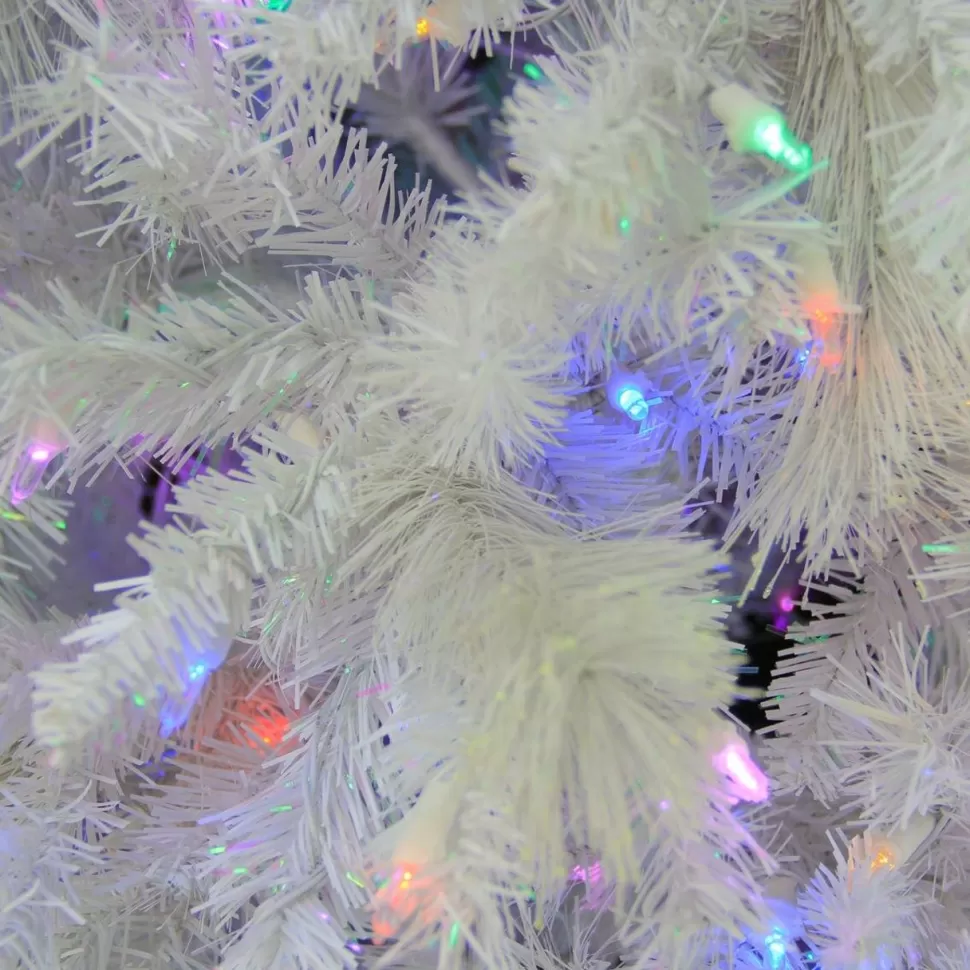 New Northlight Seasonal 6.5' Pre-Lit White Medium Iridescent Pine Artificial Christmas Tree - Multi Function Led Lights