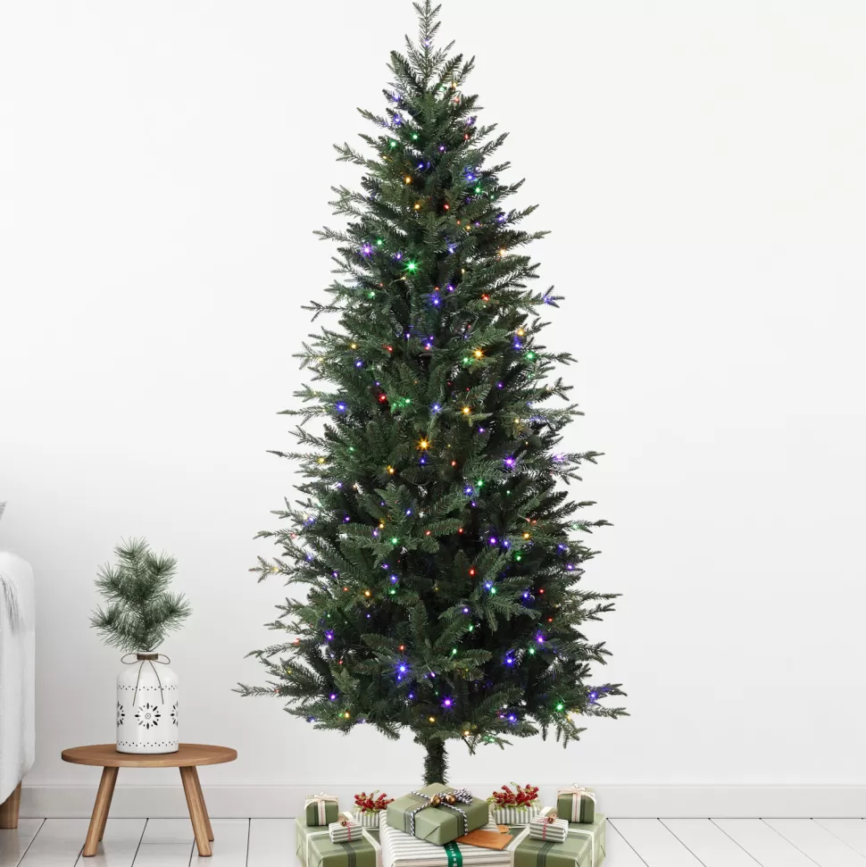 Fashion Haute Decor 6'6" H Slender Green Realistic Artificial Fir Christmas Tree With 350 Led Color Changing/Combination Lights