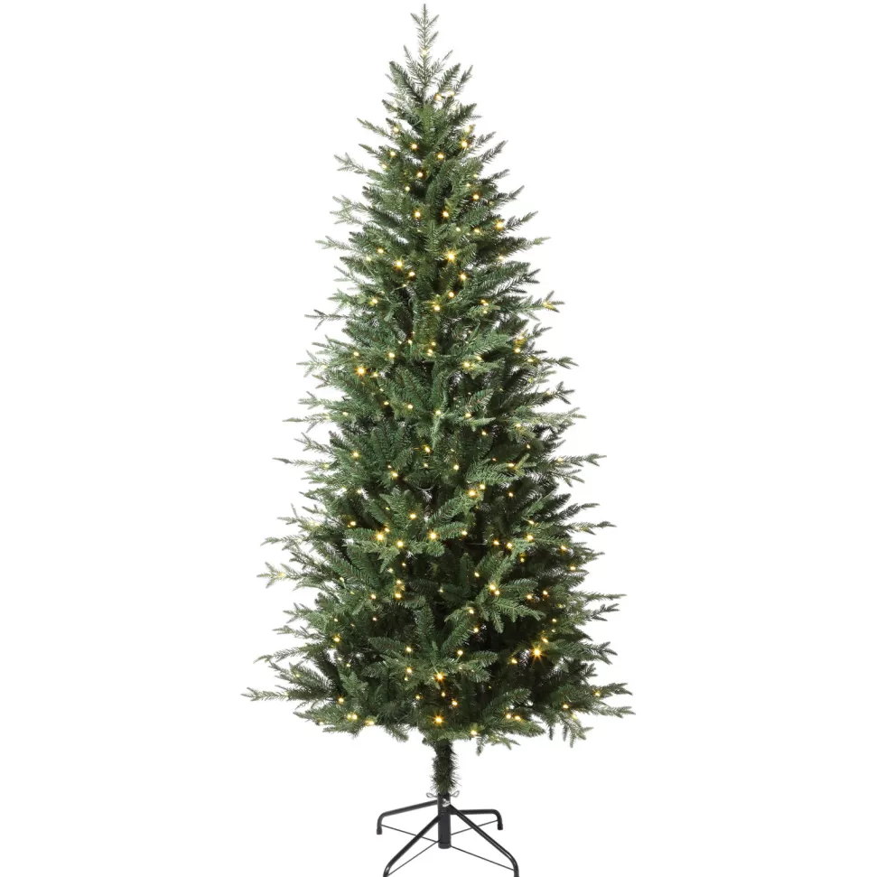 Fashion Haute Decor 6'6" H Slender Green Realistic Artificial Fir Christmas Tree With 350 Led Color Changing/Combination Lights