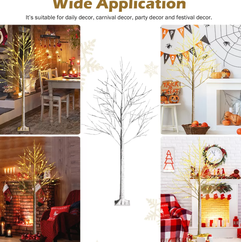 Best The Holiday Aisle 6' H White Realistic Artificial Christmas Tree With 96 Led Lights