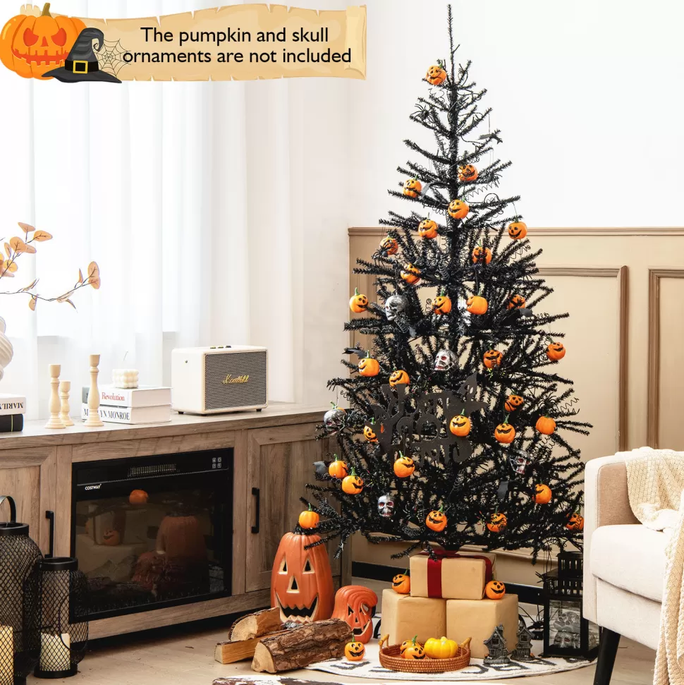 Flash Sale The Holiday Aisle 72" H Black Pine Feather Christmas Tree With 250 Led Lights
